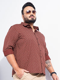 The Indian Garage Co Plus Size Micro Ditsy Printed Pure Cotton Casual Shirt