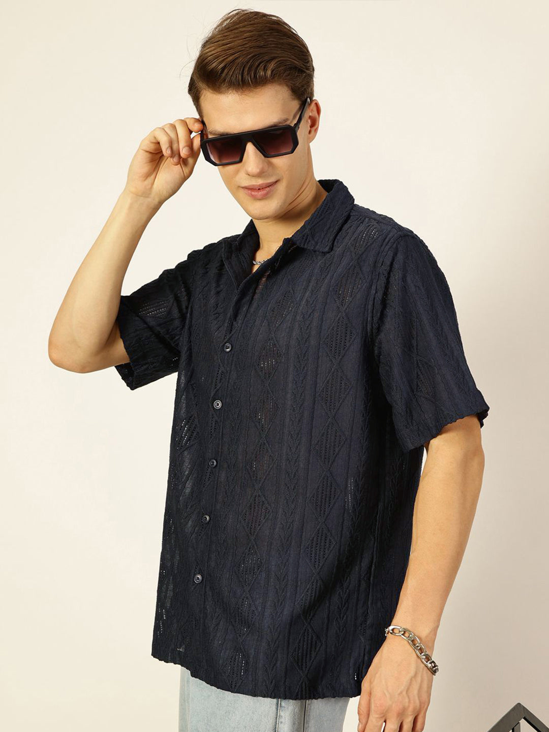 Thomas Scott Men Premium Semi Sheer Casual Shirt