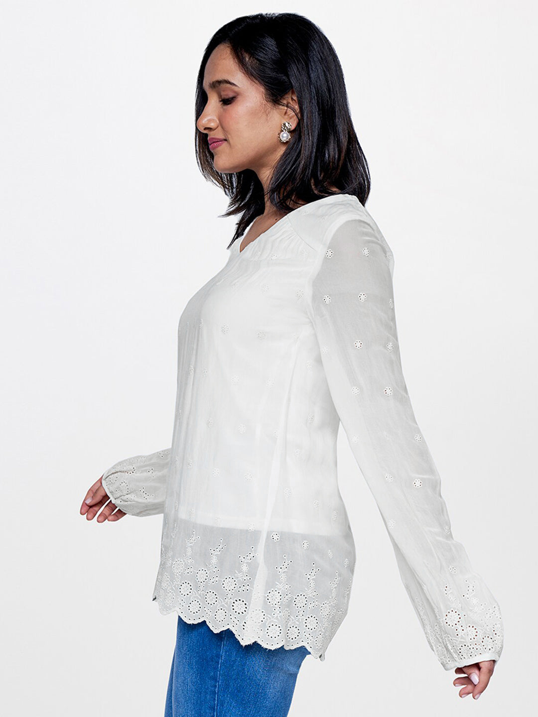 AND Slef Design Puffed Sleeves Top