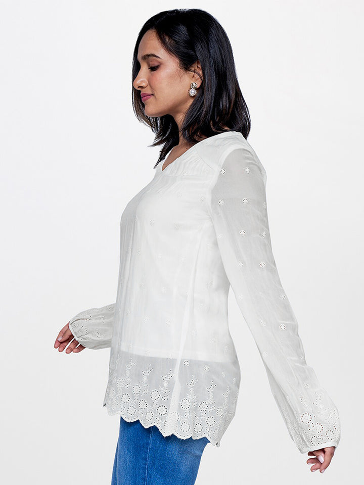 AND Slef Design Puffed Sleeves Top