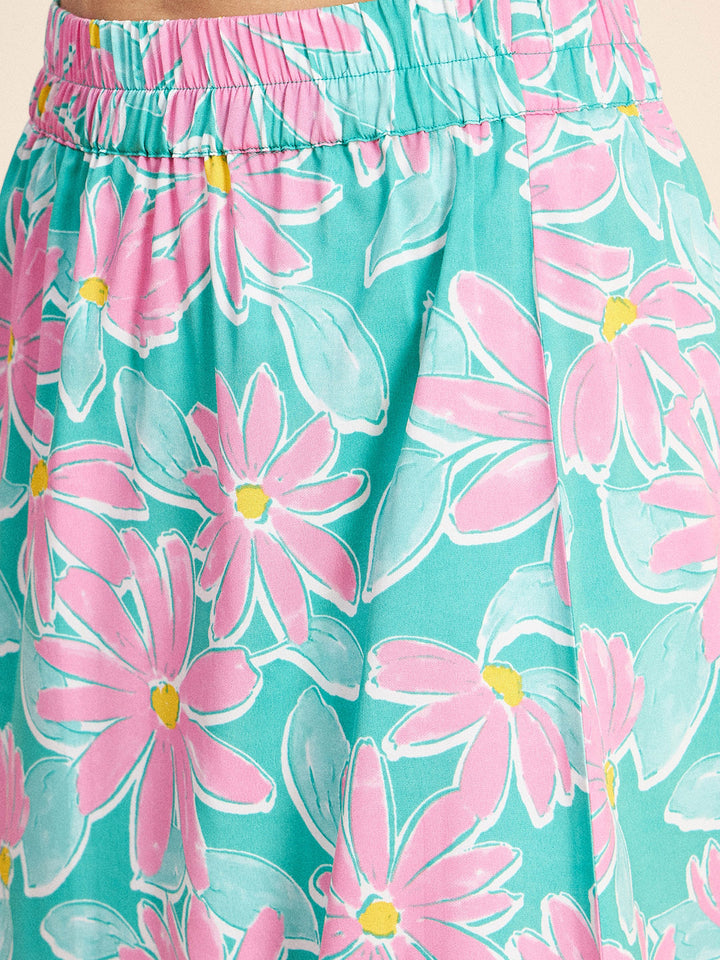 Antheaa Floral Printed Crop Top & Midi Skirt