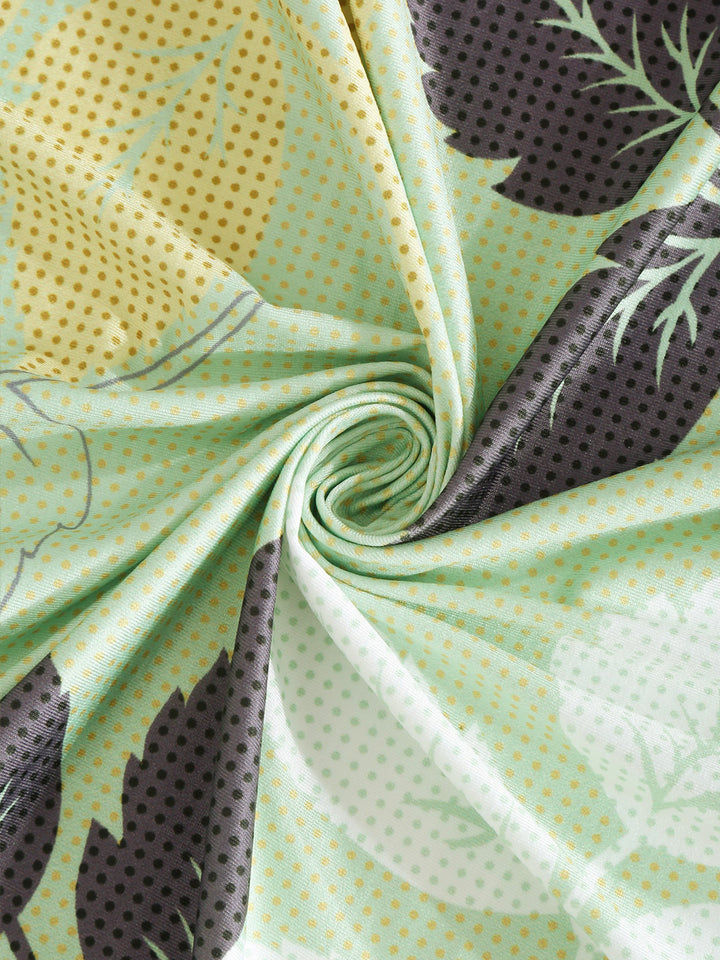 Cortina Olive Green & Black Nature Printed 3- Seater Sofa Cover