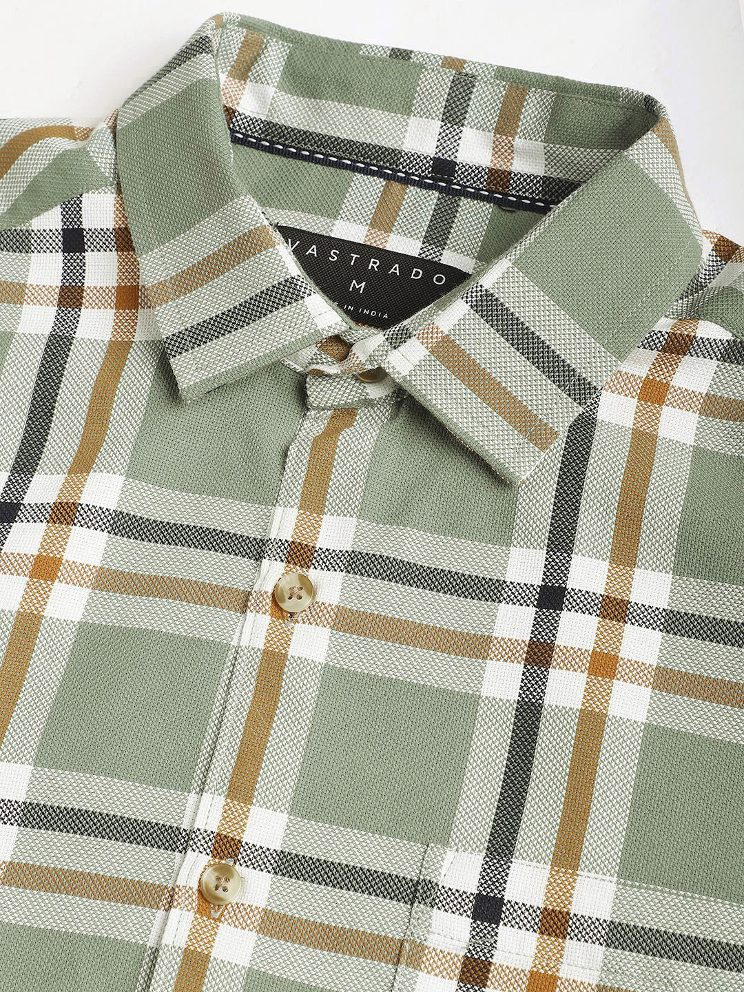 VASTRADO Classic Slim Fit Opaque Checked Pure Cotton Casual Shirt