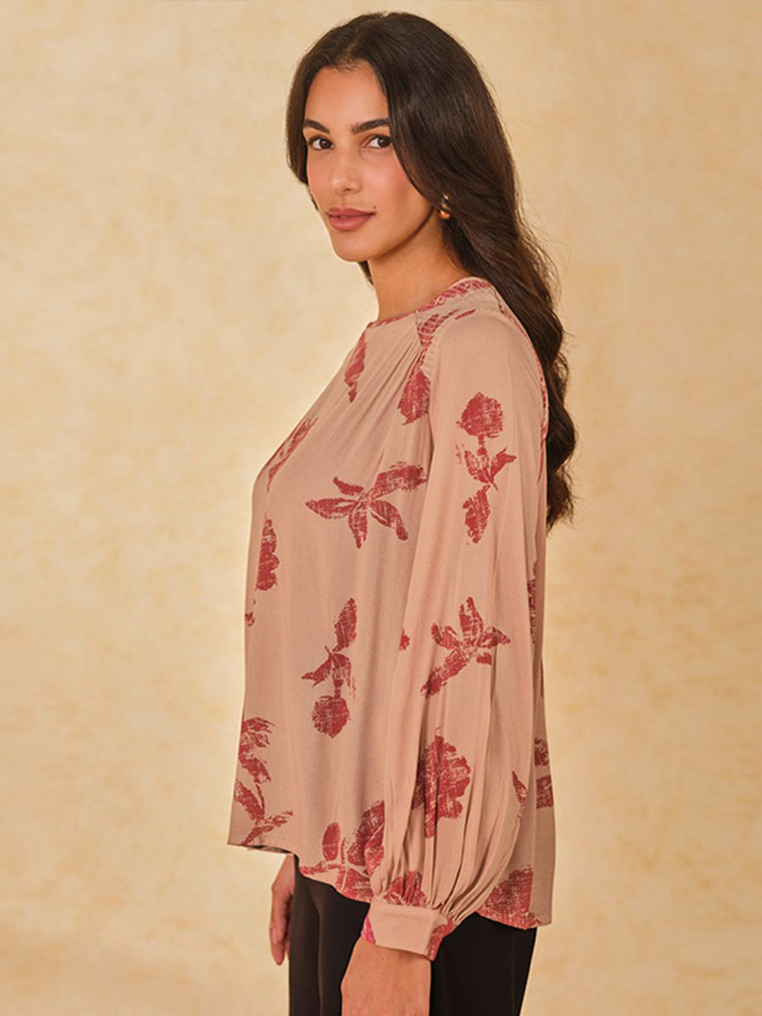 AND Women Floral Printed Boat Neck Top