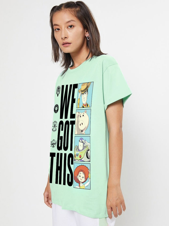 Bewakoof Typography Printed Round Neck Pure Cotton Oversized Toy Story T-shirt