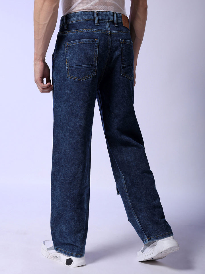 The Indian Garage Co Men Baggy Fit Light Fade Cargo Jeans
