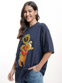 Tokyo Talkies Women Disney Winnie The Pooh Graphic Printed Oversized Cotton Tshirt
