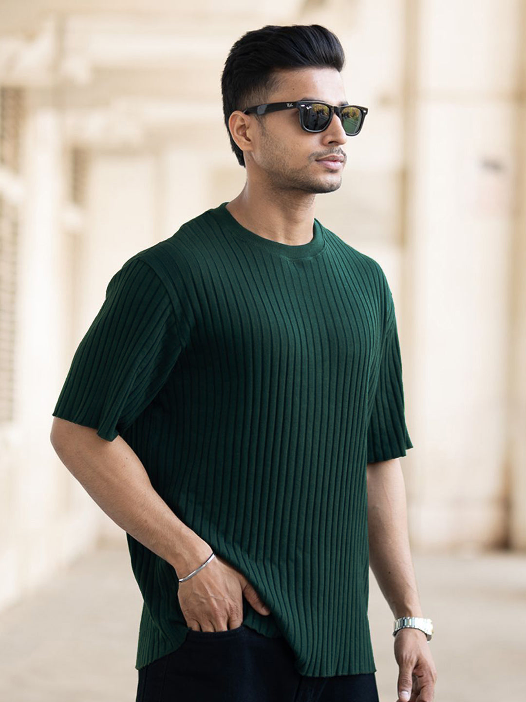 Powerlook Men Drop-Shoulder Sleeves Oversized T-shirt
