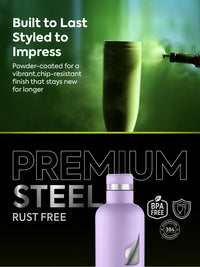 Pexpo Oreo Purple ISI Certified Thermosteel Hot and Cold Flask Water Bottle 980 ml