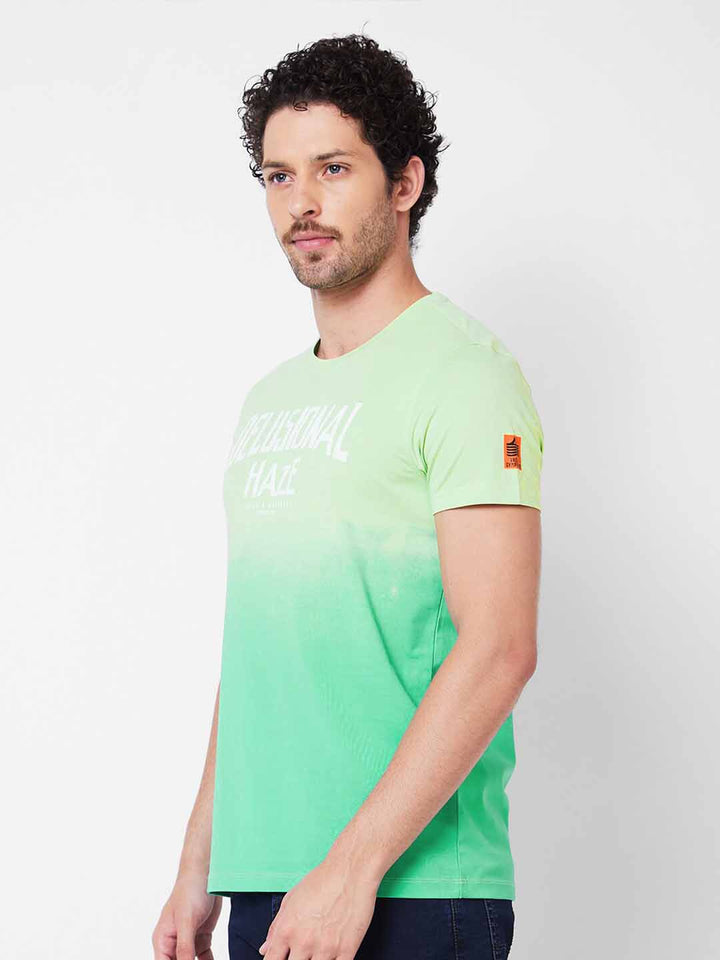 SPYKAR Typography Printed Round Neck Slim Fit Cotton Casual T-shirt