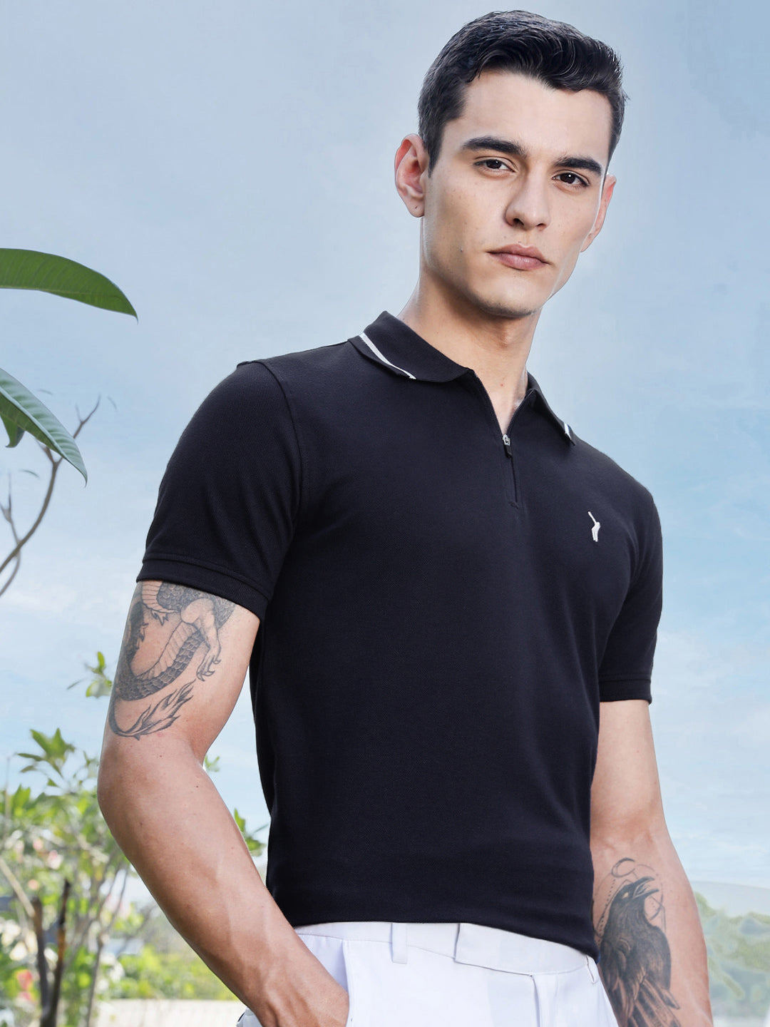 Thomas Scott Men Polo Collar Solid T-shirt
