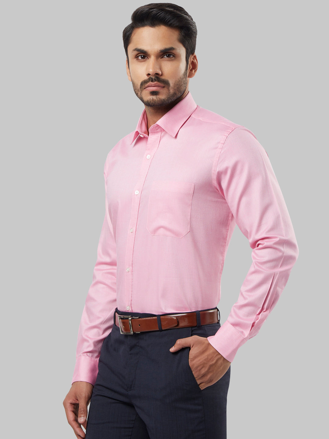 Raymond Men Pink Regular Fit Self Design Formal Shirt