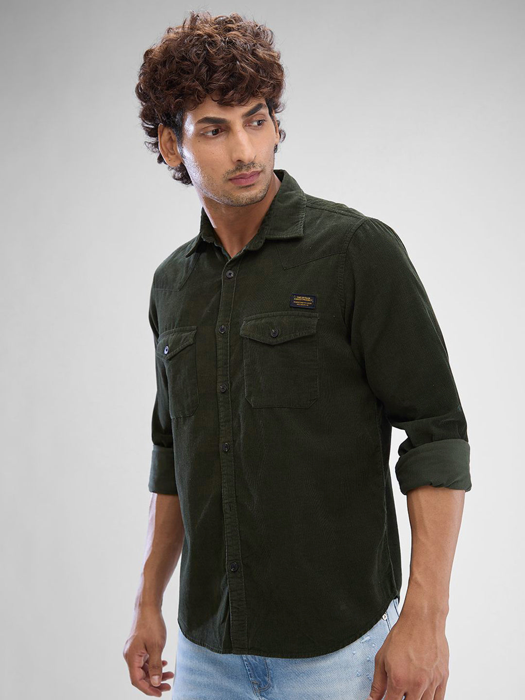 SPYKAR Pure Cotton Slim Fit Opaque Solid Spread Collar Casual Shirt