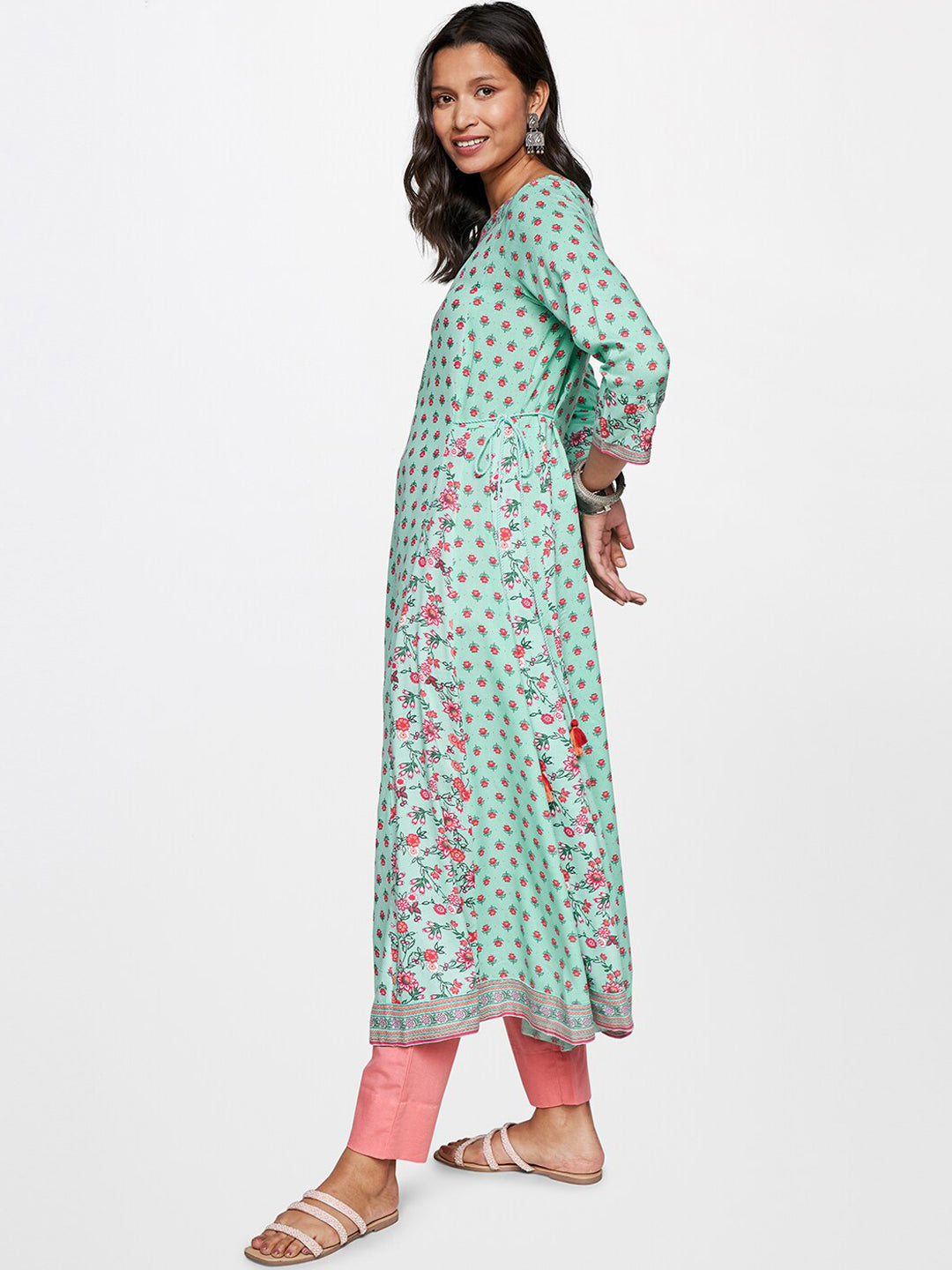 Global Desi Floral Printed Panelled Anarkali Kurta