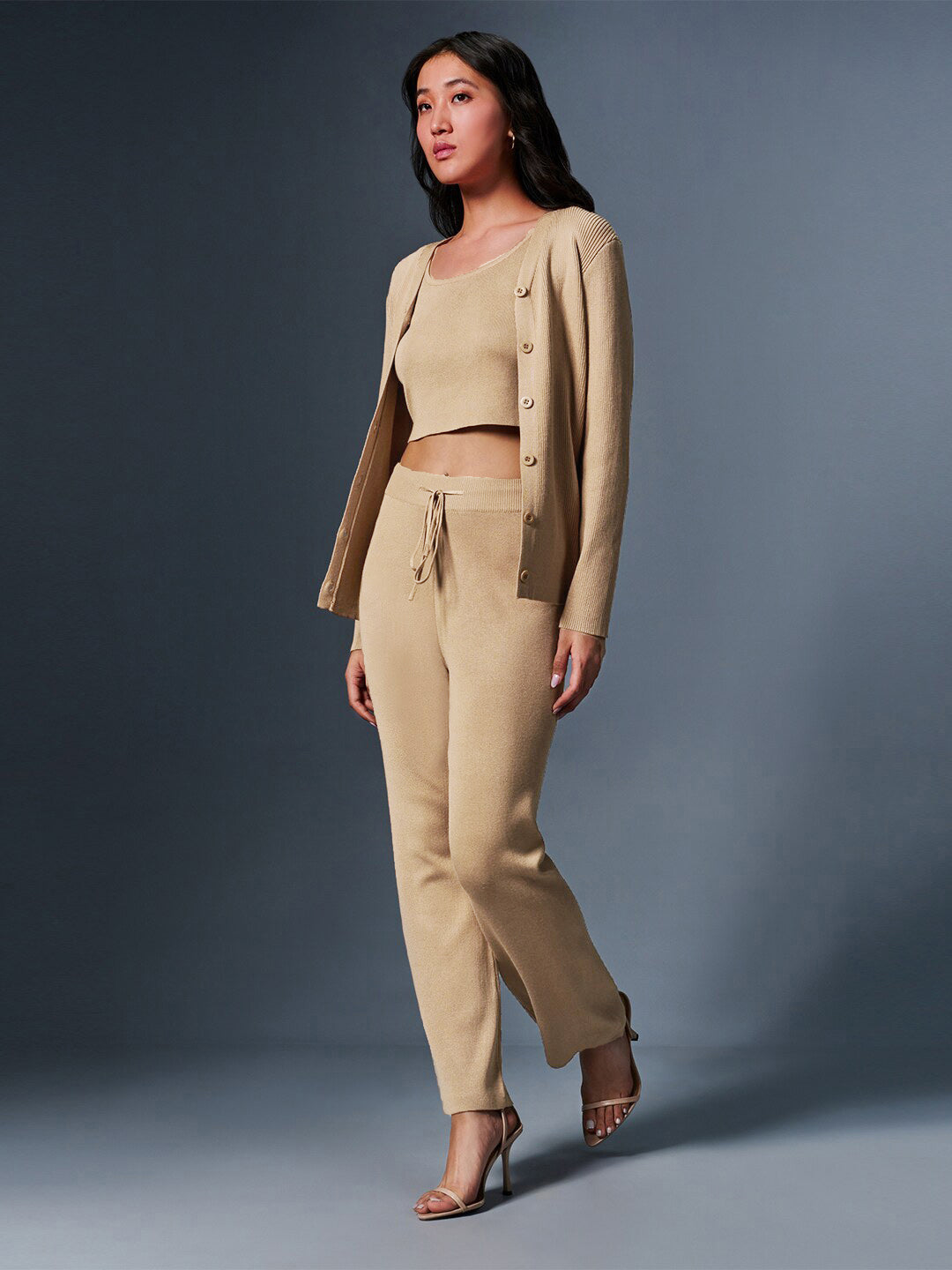 AND Sleeveless Crop Top With Trousers & Jacket