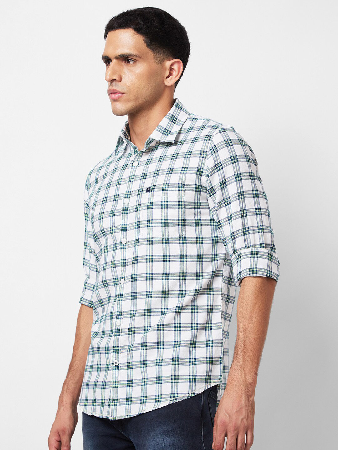 SPYKAR Checked Slim Fit Pure Cotton Casual Shirt
