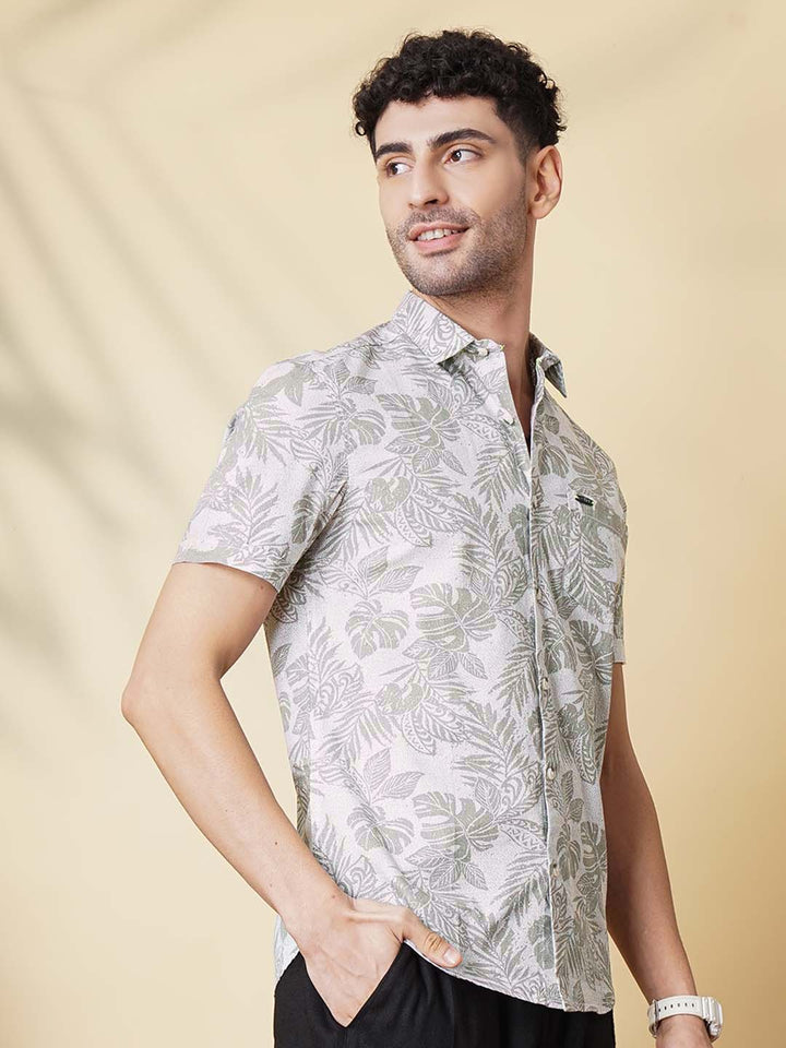 The Indian Garage Co Men Slim Fit Tropical Printed Resortwear Shirt