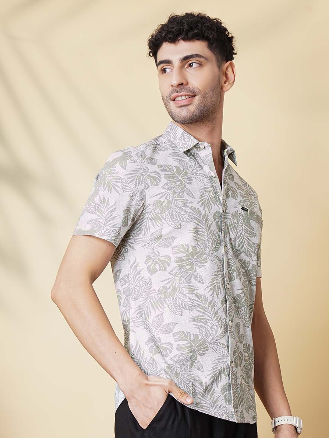 The Indian Garage Co Men Slim Fit Tropical Printed Resortwear Shirt
