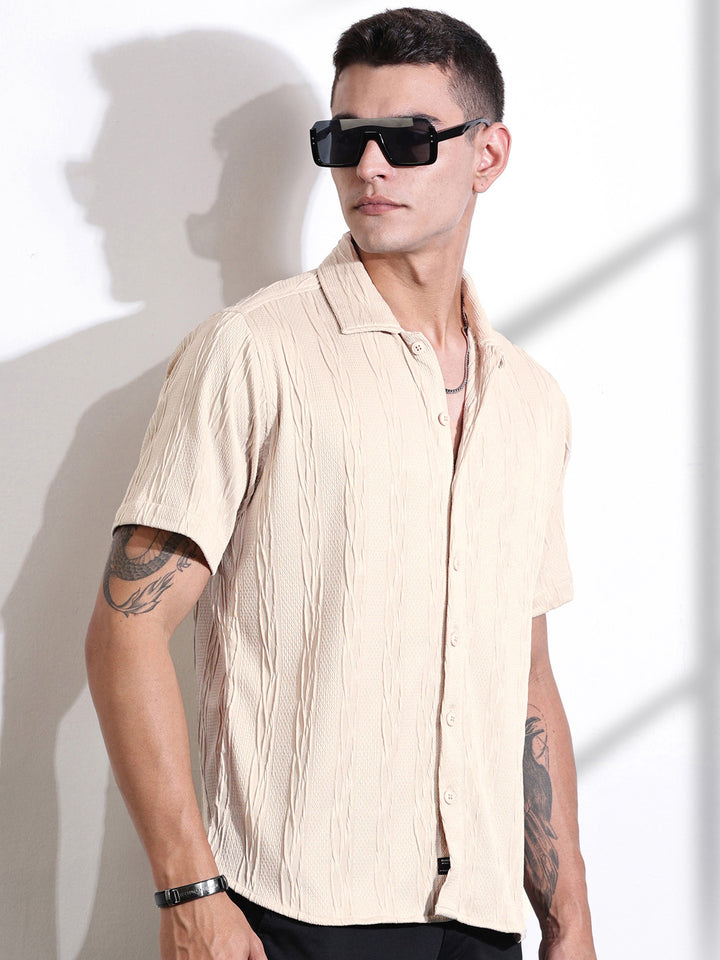 Thomas Scott Men Smart Fit Cutaway Collar Textured Casual Shirt