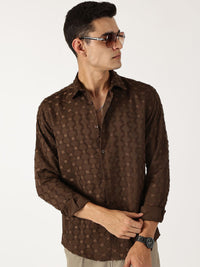 Thomas Scott Men Premium Spread Collar Textured Casual Shirt