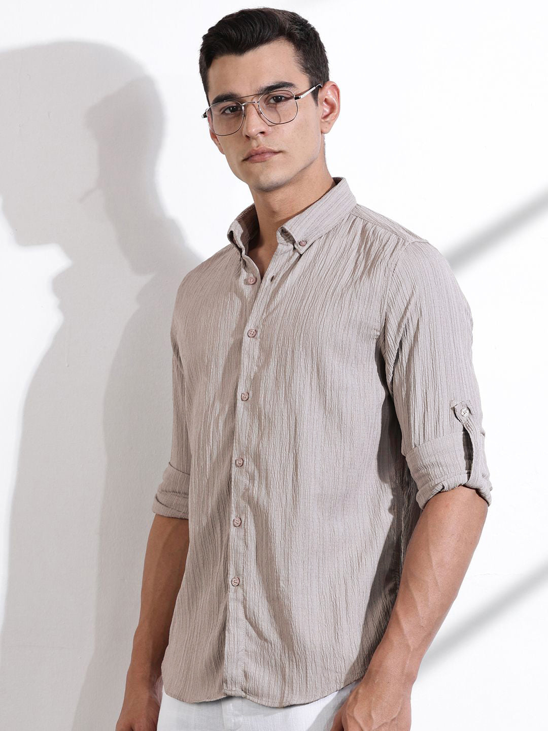 Thomas Scott Men Classic Slim Fit Opaque Casual Shirt