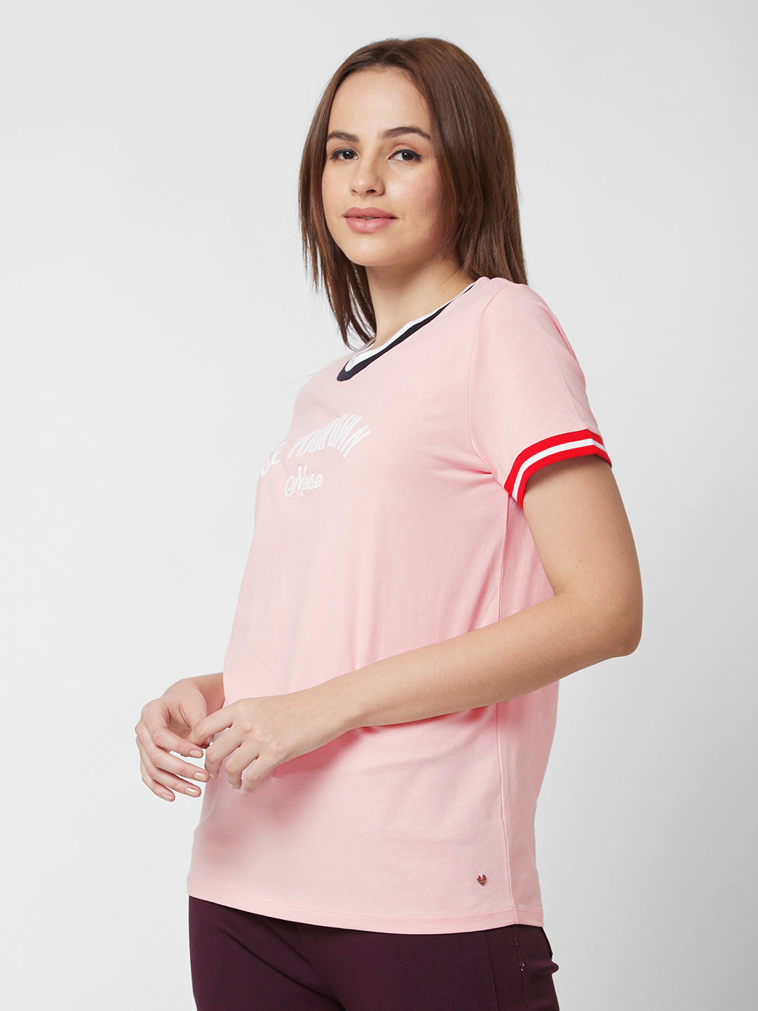 SPYKAR Women Pink Printed T-shirt