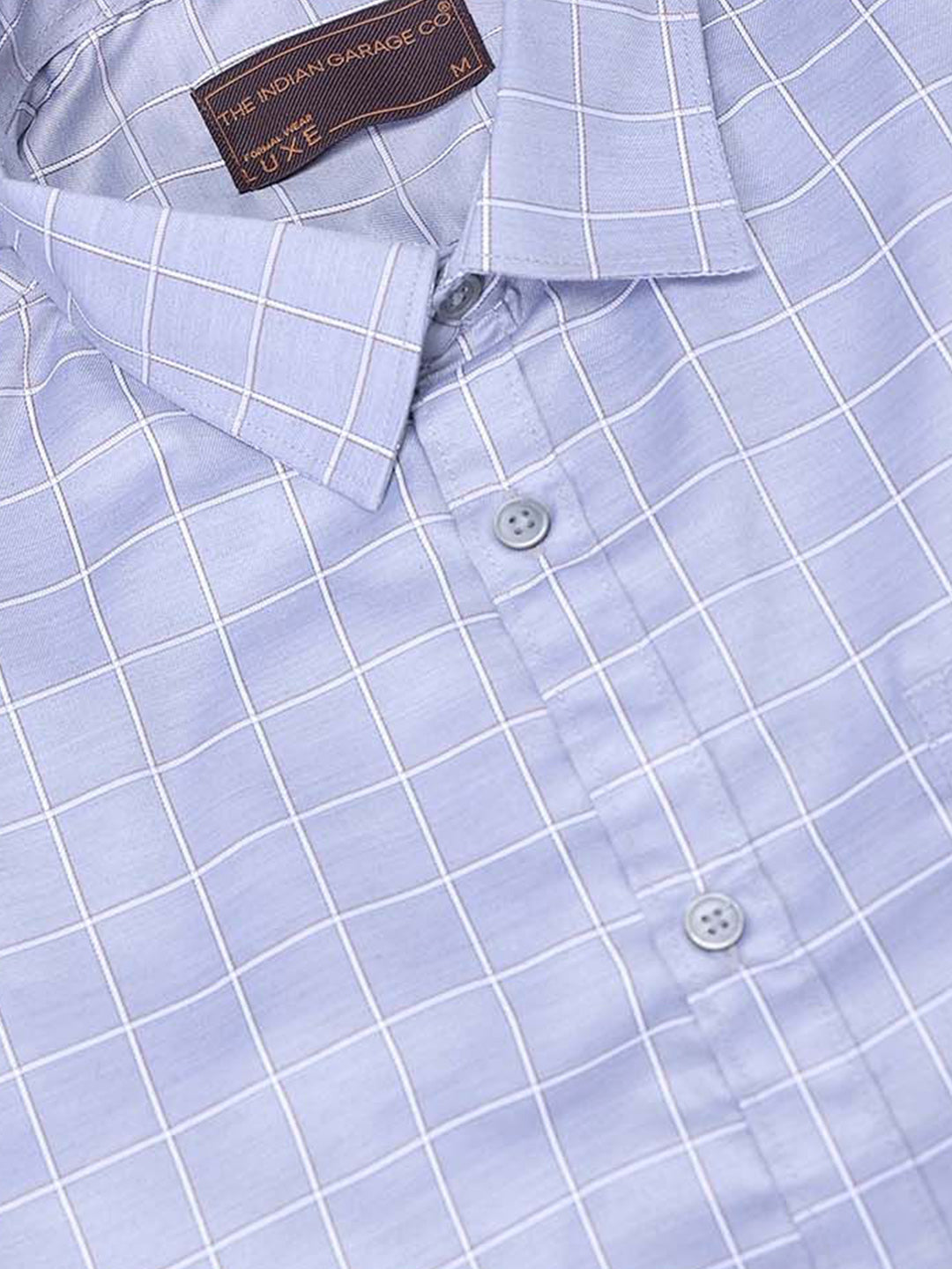 The Indian Garage Co. X Luxe Men Slim Fit Cutaway Collar Grid Tattersall Checked Formal Shirt