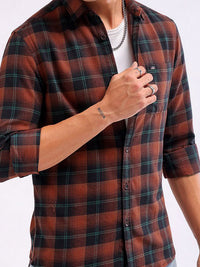 The Indian Garage Co Slim Fit Buffalo Checked Spread Collar Pure Cotton Casual Shirt