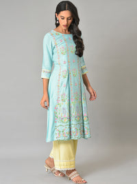 W Women Round Neck Floral Printed Kurta