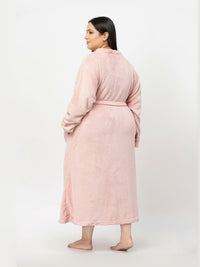 KLOTTHE Plus Size Woolen Long Sleeve Bath Robe With Belt