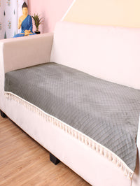 STITCHNEST Grey & Beige Self Design 1 Seater Sofa Cover