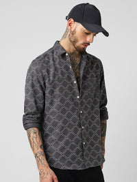 VASTRADO Men Classic Slim Fit Geometric Printed Casual Shirt