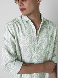 VASTRADO Men Classic Slim Fit Opaque Printed Pure Cotton Casual Shirt