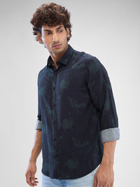SPYKAR Men Slim Fit Opaque Abstract Printed Spread Collar Casual Shirt