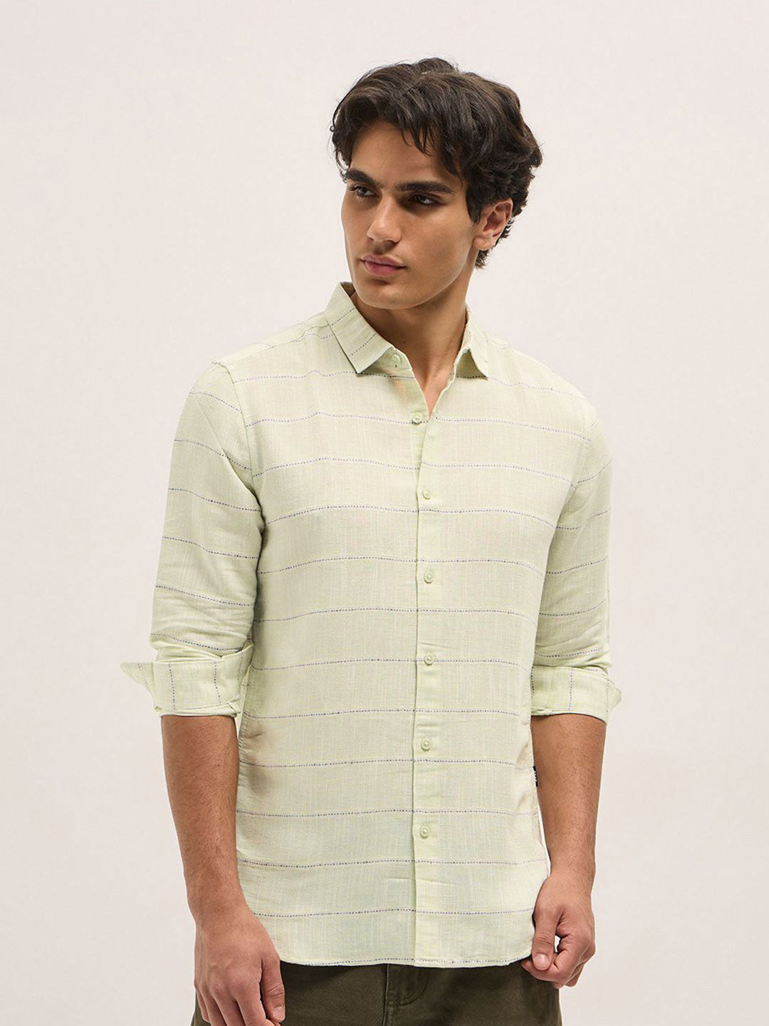 THE BEAR HOUSE Men Slim Fit Horizontal Stripes Opaque Striped Casual Shirt