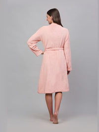 KLOTTHE Pink Woollen Long Sleeves Bath Robe With Belt