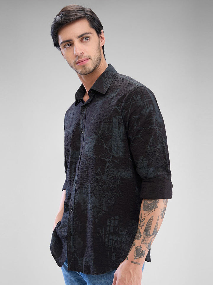 SPYKAR Men Slim Fit Opaque Printed  Pure Cotton Casual Shirt