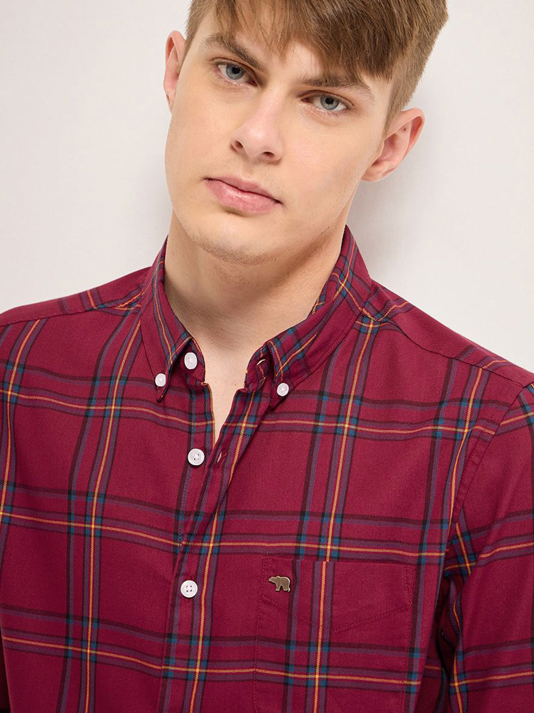 THE BEAR HOUSE Men Cotton Checked Slim Fit Casual Shirt