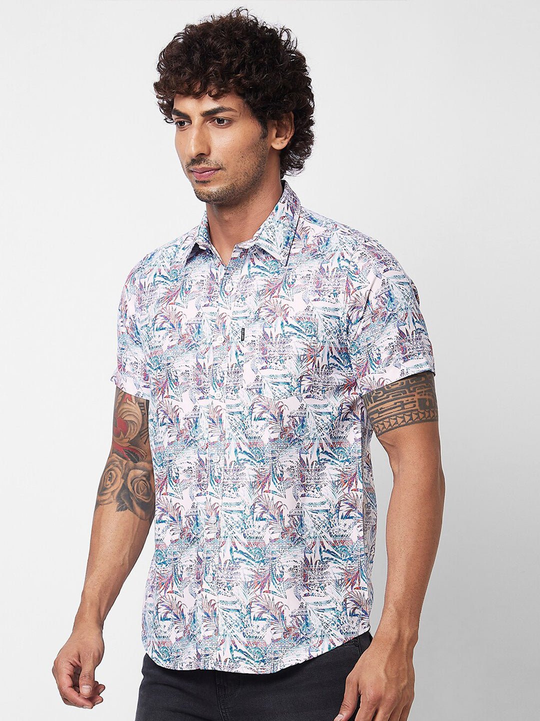 SPYKAR Floral Printed Cotton Opaque Casual Shirt