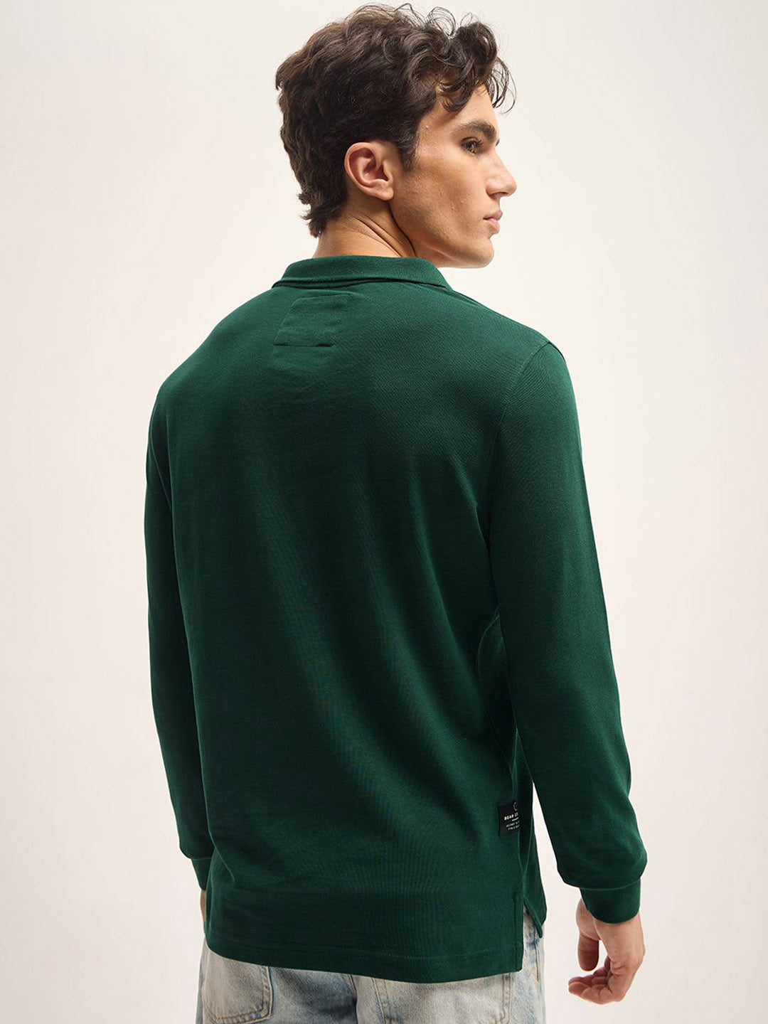 THE BEAR HOUSE Men Solid Polo Collar Cotton T-shirt