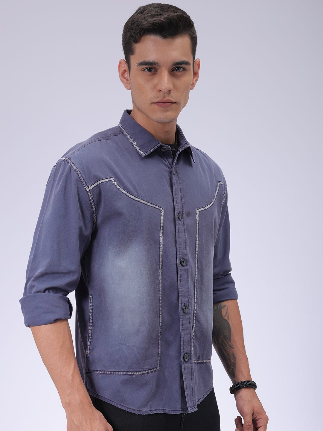 The Indian Garage Co Men Cutaway Collar Pure Cotton Casual Shirt
