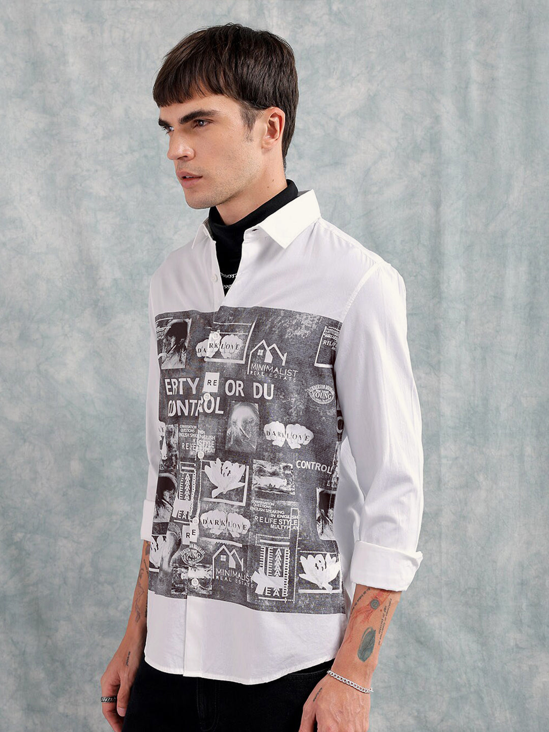The Indian Garage Co Slim Fit Graphic Printed Pure Cotton Casual Shirt