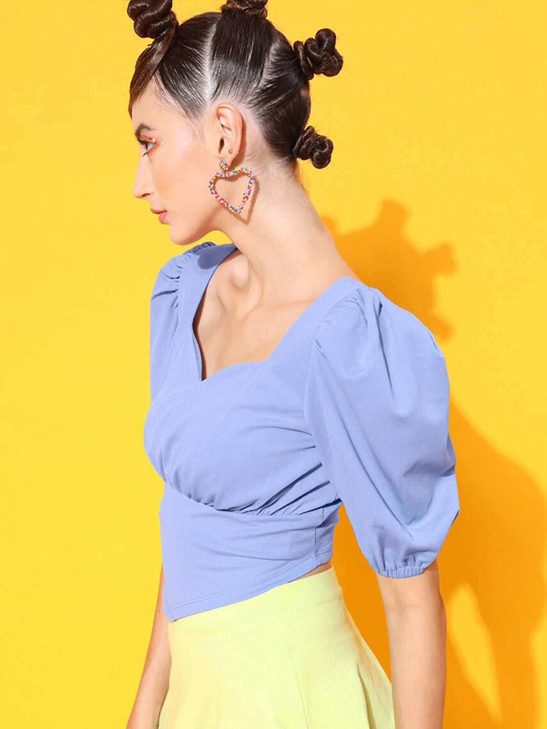 STREET 9 Blue Sweetheart Neck Top