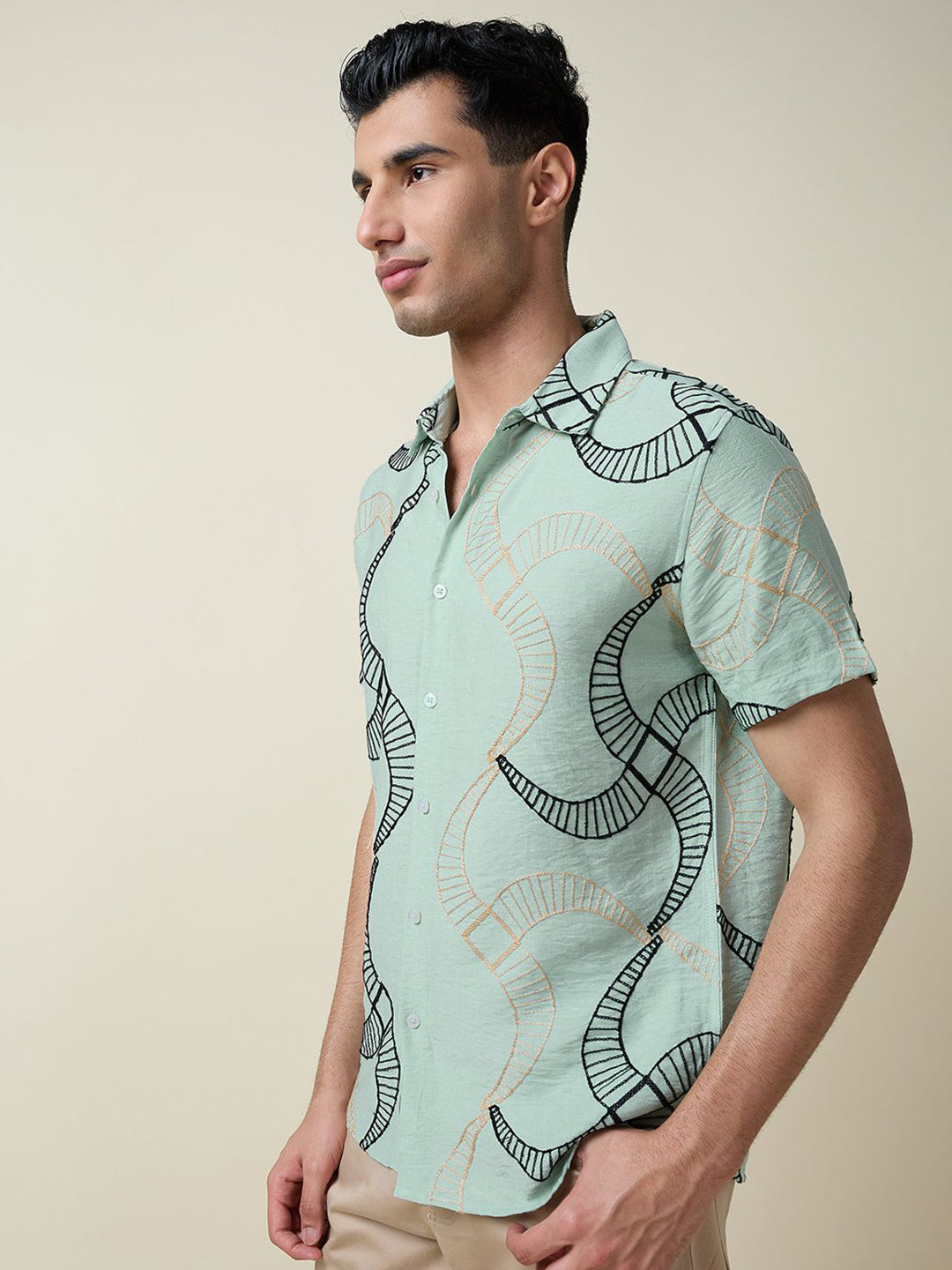 Thomas Scott Men Embroidered Regular Fit Casual Shirt