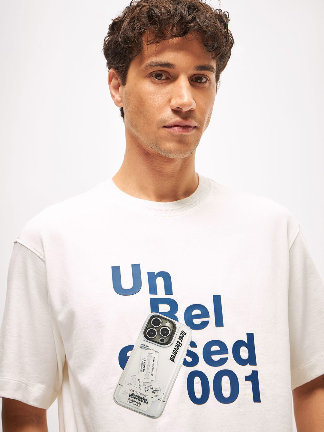 THE BEAR HOUSE Men Typography Printed Round Neck Cotton Oversized T-shirt