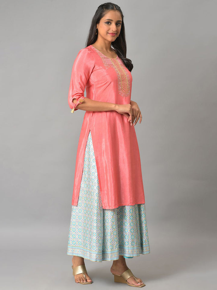 AURELIA Women Geometric Thread Work Kaftan Kurta