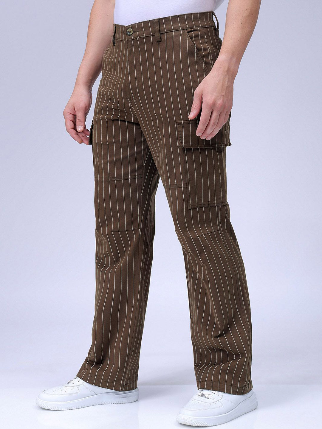 The Indian Garage Co. Men Relaxed Fit Striped Cargo
