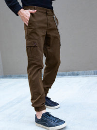 The Indian Garage Co Men Slim Fit Solid Cargos Joggers
