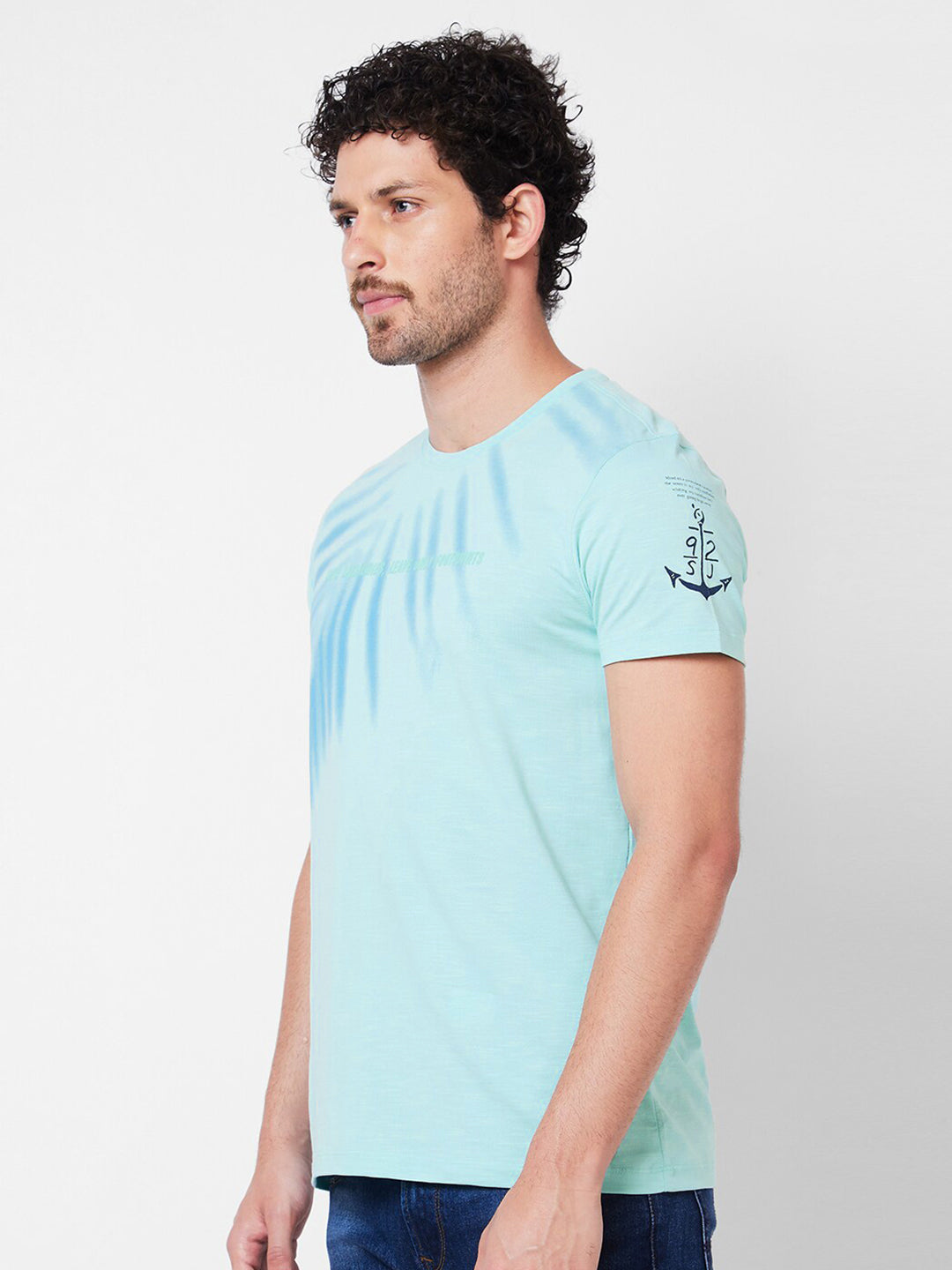 SPYKAR Typography Printed Round Neck Cotton Slim Fit T-shirt