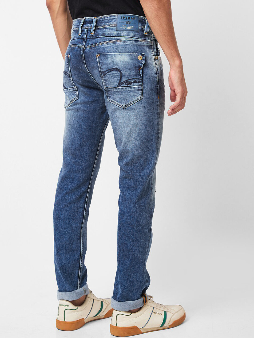 SPYKAR Men Relaxed Fit Mildly Distressed Heavy Fade Stretchable Jeans